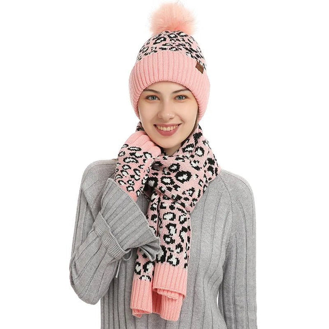 Bonnet écharpe et gants tactiles avec doublure en polaire - Rose - Ajustable (du 54 au 59) | La boutique du chapeau