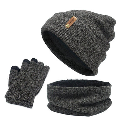 Bonnet écharpe gants en coton - Gris foncé - Adulte | La boutique du chapeau