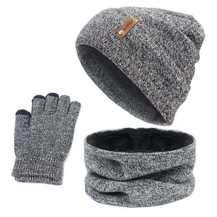Bonnet écharpe gants en coton - Gris clair - Adulte | La boutique du chapeau