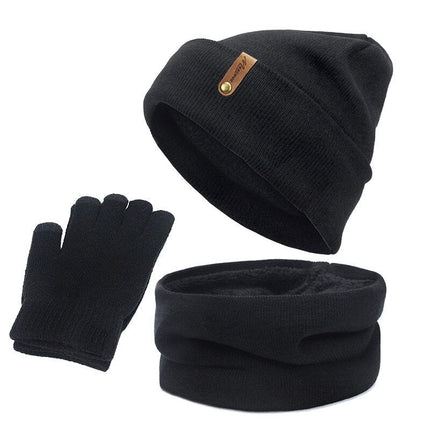 Bonnet écharpe gants en coton - Noir - Adulte | La boutique du chapeau