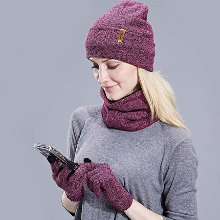 Bonnet écharpe gants en coton - Gris foncé - Adulte | La boutique du chapeau
