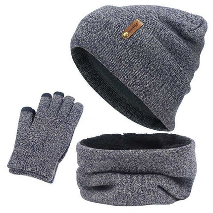 Bonnet écharpe gants en coton - Gris - Adulte | La boutique du chapeau
