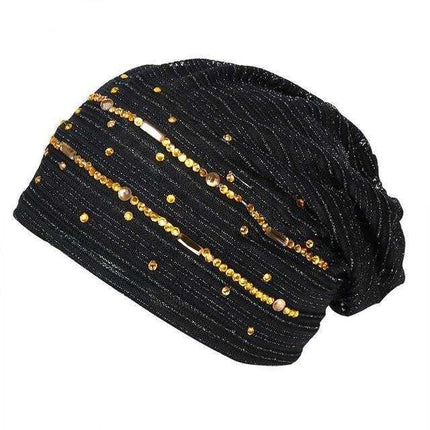 Bonnet Élégant en Tricot et Strass - Noir - Adulte | La boutique du chapeau