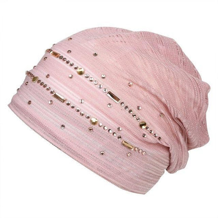 Bonnet Élégant en Tricot et Strass - Rose - Adulte | La boutique du chapeau