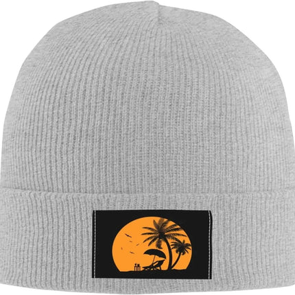 Bonnet unisexe imprimé palmier - Gris clair - Ajustable (du 54 au 59) | La boutique du chapeau