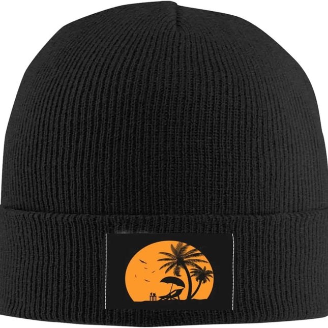 Bonnet unisexe imprimé palmier - Noir - Ajustable (du 54 au 59) | La boutique du chapeau