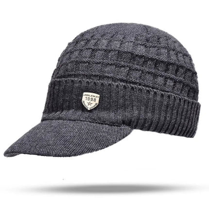 Bonnet en laine avec visière - Gris - Ajustable (du 54 au 59) | La boutique du chapeau