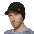 Bonnet en laine avec visière - Noir - Ajustable (du 54 au 59) | La boutique du chapeau