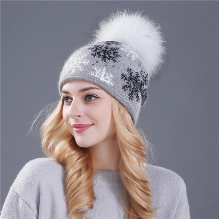 Bonnet en laine pour femme - Gris / Blanc - Adulte | La boutique du chapeau