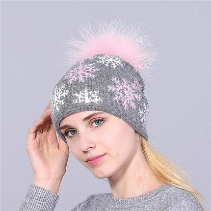 Bonnet en laine pour femme - Gris/Rose - Adulte | La boutique du chapeau