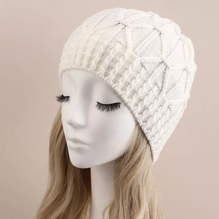 Bonnet en tricot torsadé pour femme - Blanc - Ajustable (du 54 au 59) | La boutique du chapeau