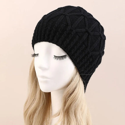 Bonnet en tricot torsadé pour femme - Noir - Ajustable (du 54 au 59) | La boutique du chapeau