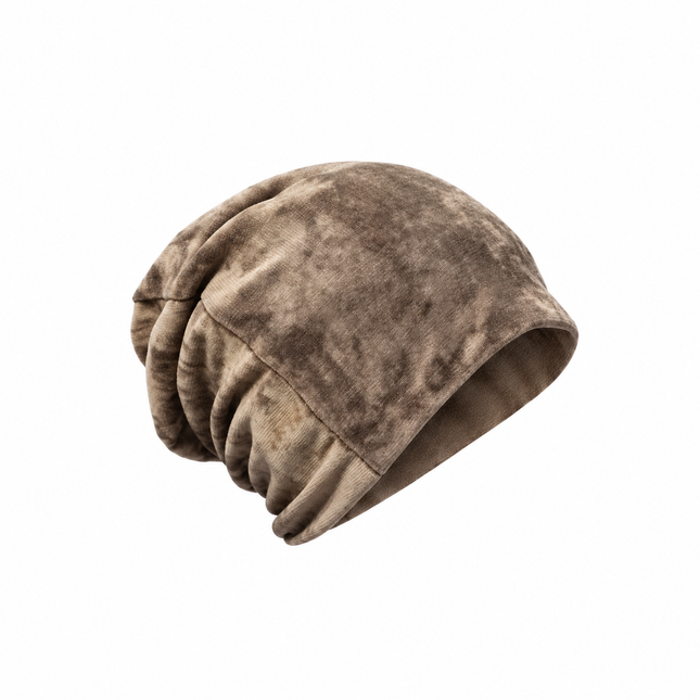 Bonnet unisexe velours coupe ample tombante