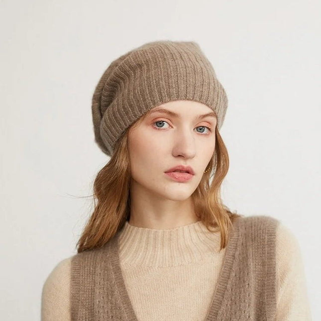 Bonnet épais en cachemire - Marron - Ajustable (du 54 au 59) | La boutique du chapeau