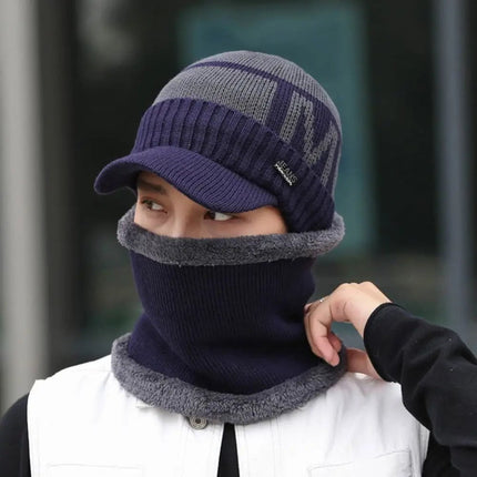 Ensemble bonnet visière et cache-cou - Bleu - Ajustable (du 54 au 59) | La boutique du chapeau