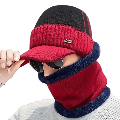 Ensemble bonnet visière et cache-cou - Rouge - Ajustable (du 54 au 59) | La boutique du chapeau
