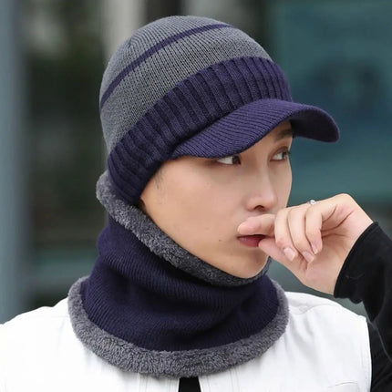 Ensemble bonnet visière et cache-cou - Bleu - Ajustable (du 54 au 59) | La boutique du chapeau