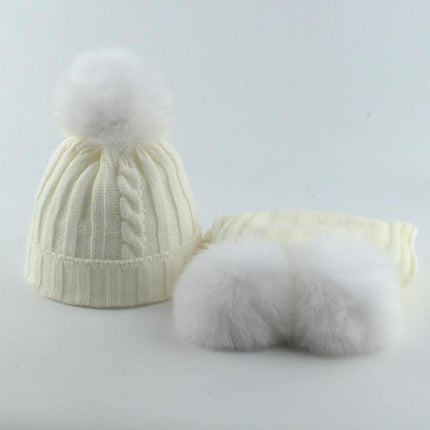 Bonnet et écharpe enfant - Blanc/Blanc - Enfant | La boutique du chapeau