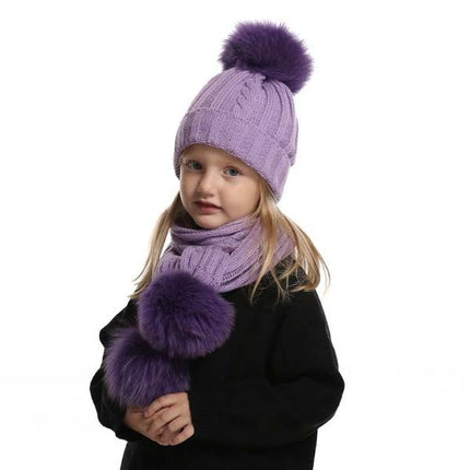 Bonnet et écharpe enfant - Violet/Violet - Enfant | La boutique du chapeau