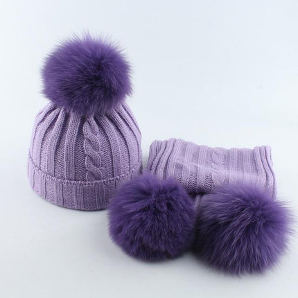 Bonnet et écharpe enfant - Violet/Violet - Enfant | La boutique du chapeau