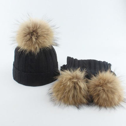 Bonnet et écharpe enfant - Noir/Noir - Enfant | La boutique du chapeau