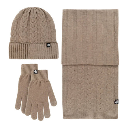 Bonnet et écharpe et gants d'hiver pour femme - Marron - Ajustable (du 54 au 59) | La boutique du chapeau