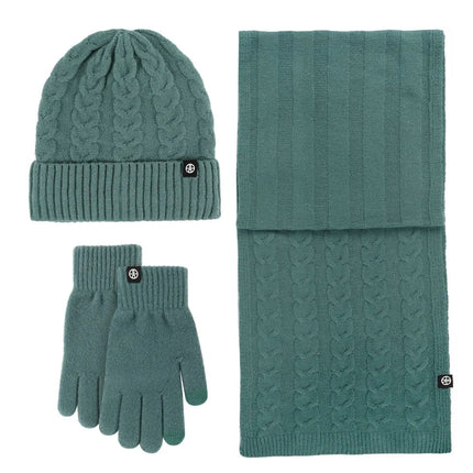 Bonnet et écharpe et gants d'hiver pour femme - Vert - Ajustable (du 54 au 59) | La boutique du chapeau