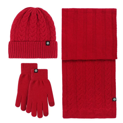 Bonnet et écharpe et gants d'hiver pour femme - Rouge - Ajustable (du 54 au 59) | La boutique du chapeau