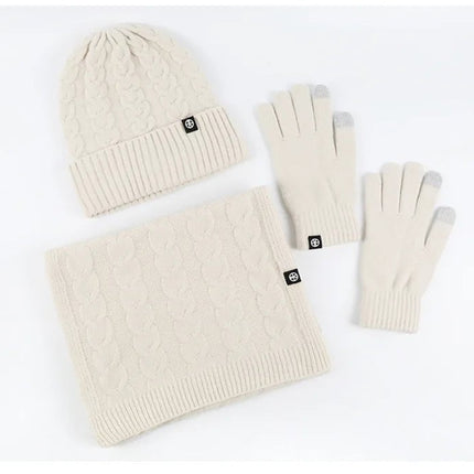 Bonnet et écharpe et gants d'hiver pour femme - Blanc - Ajustable (du 54 au 59) | La boutique du chapeau