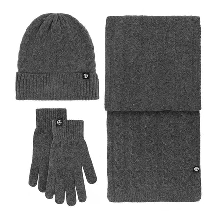 Bonnet et écharpe et gants d'hiver pour femme - Gris - Ajustable (du 54 au 59) | La boutique du chapeau