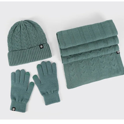Bonnet et écharpe et gants d'hiver pour femme - Vert - Ajustable (du 54 au 59) | La boutique du chapeau
