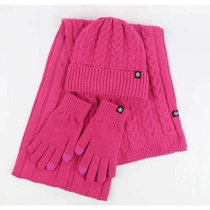 Bonnet et écharpe et gants d'hiver pour femme - Rose - Ajustable (du 54 au 59) | La boutique du chapeau