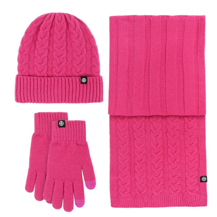 Bonnet et écharpe et gants d'hiver pour femme - Rose - Ajustable (du 54 au 59) | La boutique du chapeau