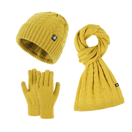 Bonnet et écharpe et gants d'hiver pour femme - Jaune - Ajustable (du 54 au 59) | La boutique du chapeau