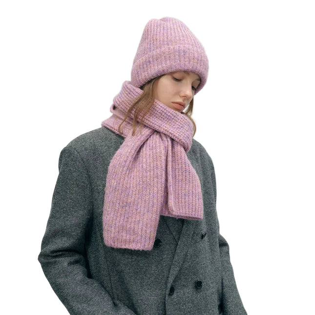 Bonnet et écharpe Tricotés - Rose - | La boutique du chapeau