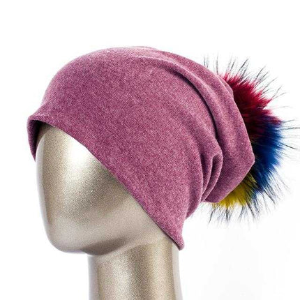 Bonnet et pompon multi - couleur - Violet clair C - Adulte | La boutique du chapeau