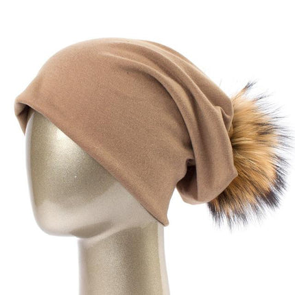Bonnet et pompon multi - couleur - Khaki A - Adulte | La boutique du chapeau
