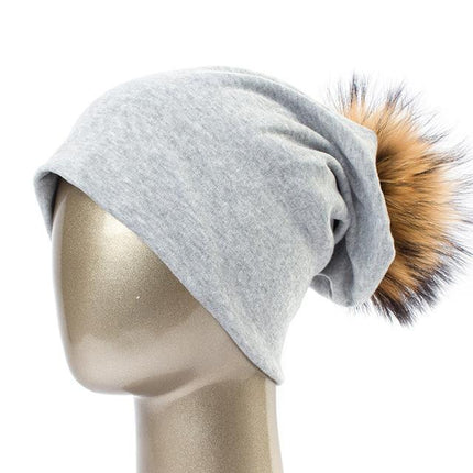 Bonnet et pompon multi - couleur - Gris clair A - Adulte | La boutique du chapeau