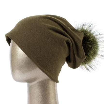 Bonnet et pompon multi - couleur - vert militaire B - Adulte | La boutique du chapeau