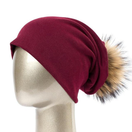 Bonnet et pompon multi - couleur - Bordeaux A - Adulte | La boutique du chapeau