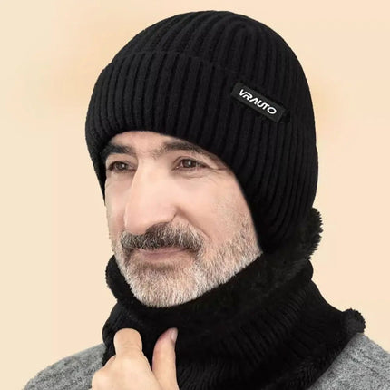 Bonnet et protége cou doublé polaire - Noir - Ajustable (du 54 au 59) | La boutique du chapeau