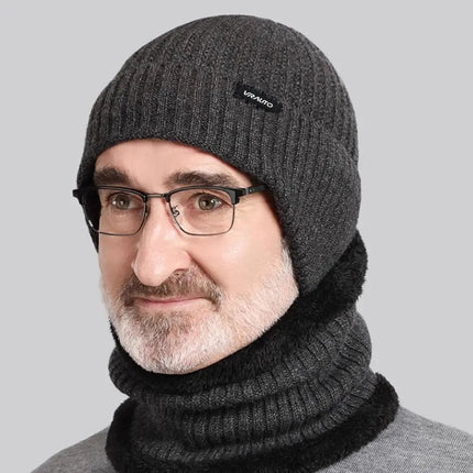 Bonnet et protége cou doublé polaire - Gris - Ajustable (du 54 au 59) | La boutique du chapeau
