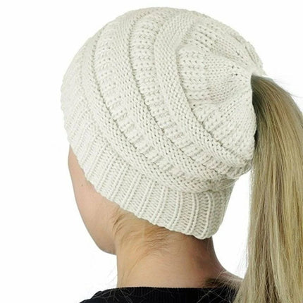 Bonnet extensible queue de cheval - Blanc - Ajustable (du 54 au 59) | La boutique du chapeau