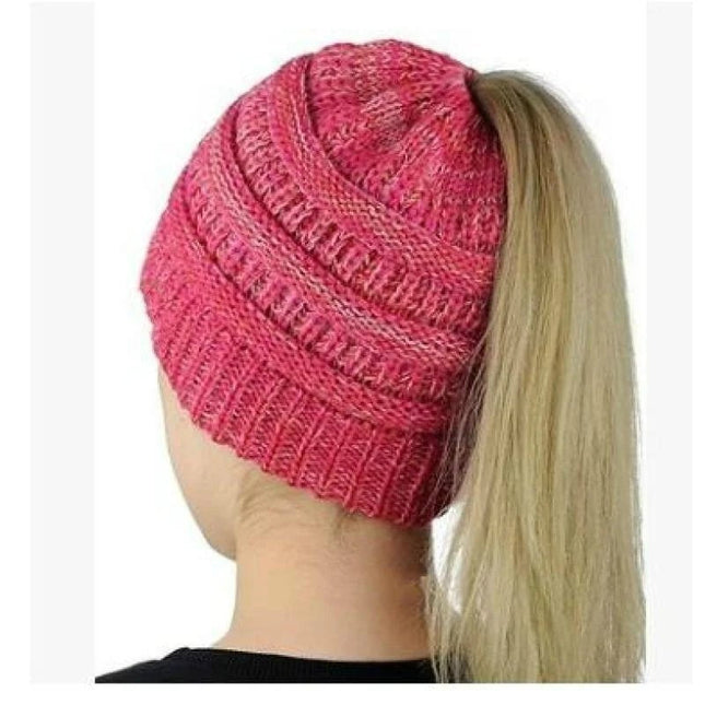 Bonnet extensible queue de cheval - Blanc/rose - Ajustable (du 54 au 59) | La boutique du chapeau