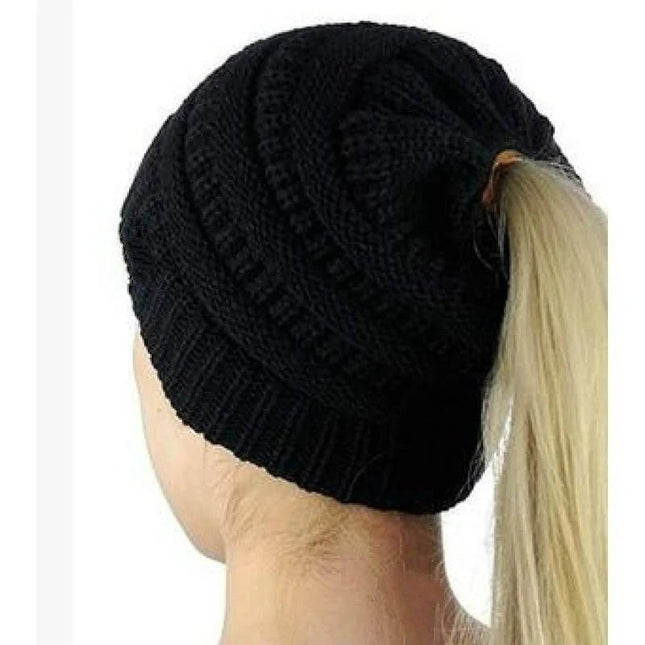 Bonnet extensible queue de cheval - Noir - Ajustable (du 54 au 59) | La boutique du chapeau