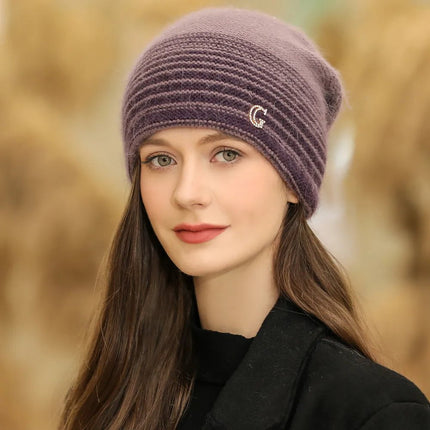 Bonnet femme motif lettre hiver - Violet - Ajustable (du 54 au 59) | La boutique du chapeau