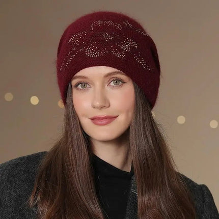 Bonnet femme en acrylique - Bordeaux - Ajustable (du 54 au 59) | La boutique du chapeau