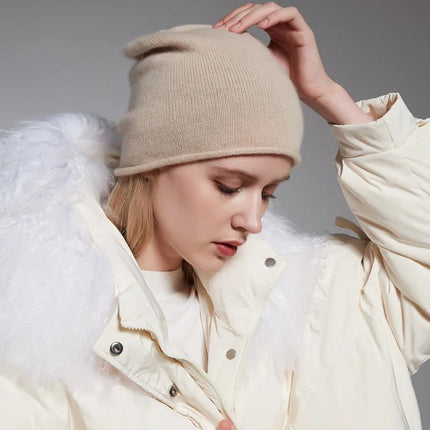 Bonnet femme en cachemire - Beige - Ajustable (du 54 au 59) | La boutique du chapeau