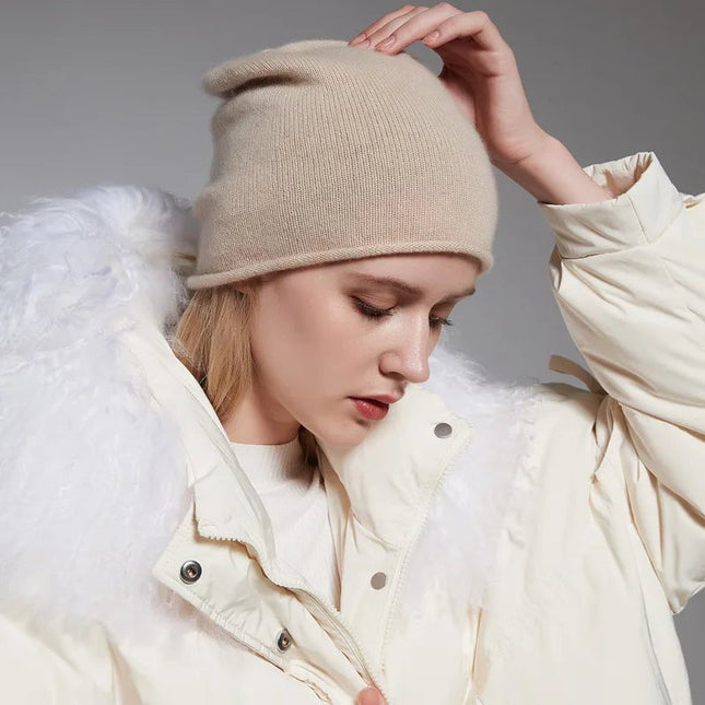 Bonnet femme en cachemire - Beige - Ajustable (du 54 au 59) | La boutique du chapeau