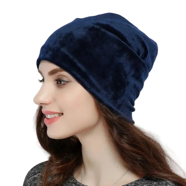 Bonnet femme en velours - Bleu marine - Ajustable (du 54 au 59) | La boutique du chapeau